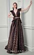 MNM Couture F02922 Cap Sleeve Plunging V-Neck A-Line Dress