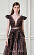 MNM Couture F02922 Cap Sleeve Plunging V-Neck A-Line Dress