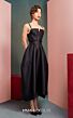 MNM Couture GOF2501 Notched Neck Spaghetti Strap Black Dress