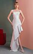 MNM Couture GOF2517 Curved Neck Asymmetric Hem Off White Dress