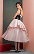 MNM Couture GOF2530 Layered Skirt Sleeveless Black White Dress