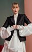 MNM Couture GOF2532 Wing Collar Neck A-Line Black White Dress