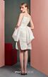 MNM Couture GOF2535 Sheer Side Off White Peplum Dress