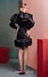 MNM Couture GOF2539 Bishop Sleeve Ruffle Hem Black Dress