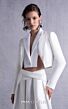 MNM Couture GOS2515 Long Sleeve Off White Pleated Wide-Leg Pantsuit
