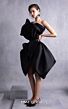 MNM Couture GOS2528 Asymmetric Neck A-Line Black Dress