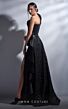 MNM Couture G1261 Ruffle Slit One Shoulder Glitter Dress