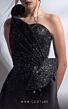 MNM Couture G1261 Ruffle Slit One Shoulder Glitter Dress