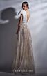 MNM Couture G1272 Cap Sleeve Sequin Skirt Plunging Neck Dress
