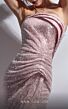 MNM Couture G1279 High Slit Pleated Neckline Glitter Dress