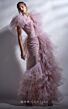 MNM Couture G1289 Plunging Neckline Ruffle Mermaid Dress