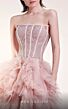 MNM Couture G1409 Ruffle Skirt Glitter Corset Strapless Dress