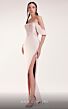MNM Couture G1433 High Slit Pleated Top One Sleeve Dress