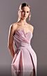 MNM Couture G1503 Pleated Top High Slit Strapless Dress