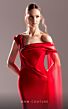 MNM Couture G1505 Hanging Sleeve Asymmetrical Neckline Dress