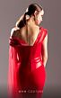 MNM Couture G1505 Hanging Sleeve Asymmetrical Neckline Dress