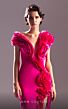 MNM Couture G1512 Plunging Neckline High Slit Ruffle Dress