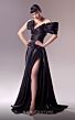 MNM Couture G1619 High Slit Pleated One Sleeve Dress