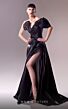 MNM Couture G1619 High Slit Pleated One Sleeve Dress