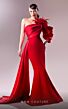 MNM Couture G1629 Asymmetric Neck Feather Cold-Shoulder Dress