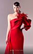 MNM Couture G1629 Asymmetric Neck Feather Cold-Shoulder Dress