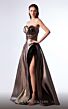 MNM Couture G1702 Sweetheart Neck Pleated Metallic A-Line Dress