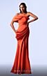 MNM Couture G1710 Draped Asymmetric Off-The-Shoulder Dress
