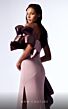 MNM Couture G1713 Side Drape Asymmetric Neck Dress