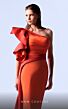MNM Couture G1718 Ruffle Side Streamer Asymmetric Neck Dress
