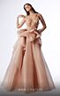 MNM Couture G1723 Illusion Jewel Neck Ruffle Waist Dress