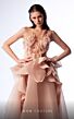 MNM Couture G1723 Illusion Jewel Neck Ruffle Waist Dress