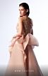 MNM Couture G1723 Illusion Jewel Neck Ruffle Waist Dress