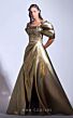 MNM Couture G1726 Long Overskirt Off The Shoulder Metallic Dress