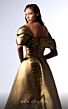 MNM Couture G1726 Long Overskirt Off The Shoulder Metallic Dress