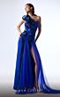 MNM Couture G1731 High Slit Ruched One Shoulder Dress