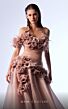 MNM Couture G1737 3D Flowers Drop Waist Off The Shoulder Dress