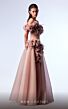 MNM Couture G1737 3D Flowers Drop Waist Off The Shoulder Dress