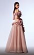 MNM Couture G1737 3D Flowers Drop Waist Off The Shoulder Dress