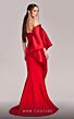 MNM Couture G1803 Pleated Bodice Asymmetric Off-The-Shoulder Dress