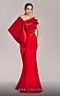 MNM Couture G1803 Pleated Bodice Asymmetric Off-The-Shoulder Dress