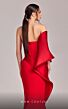 MNM Couture G1803 Pleated Bodice Asymmetric Off-The-Shoulder Dress
