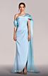 MNM Couture G1804 Draped One-Shoulder Cape Sleeve Dress