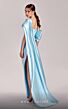 MNM Couture G1804 Draped One-Shoulder Cape Sleeve Dress