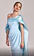 MNM Couture G1804 Draped One-Shoulder Cape Sleeve Dress
