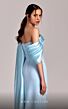 MNM Couture G1804 Draped One-Shoulder Cape Sleeve Dress