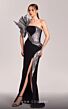 MNM Couture G1805 Strapless Ruffle Neck Side Slit Dress