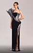 MNM Couture G1805 Strapless Ruffle Neck Side Slit Dress