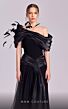 MNM Couture G1806 Basque Waist Feather Off-The-Shoulder Draped Dress