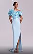 MNM Couture G1807 Pleated Bodice Embellished Asymmetric Neck Dress