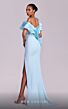MNM Couture G1807 Pleated Bodice Embellished Asymmetric Neck Dress